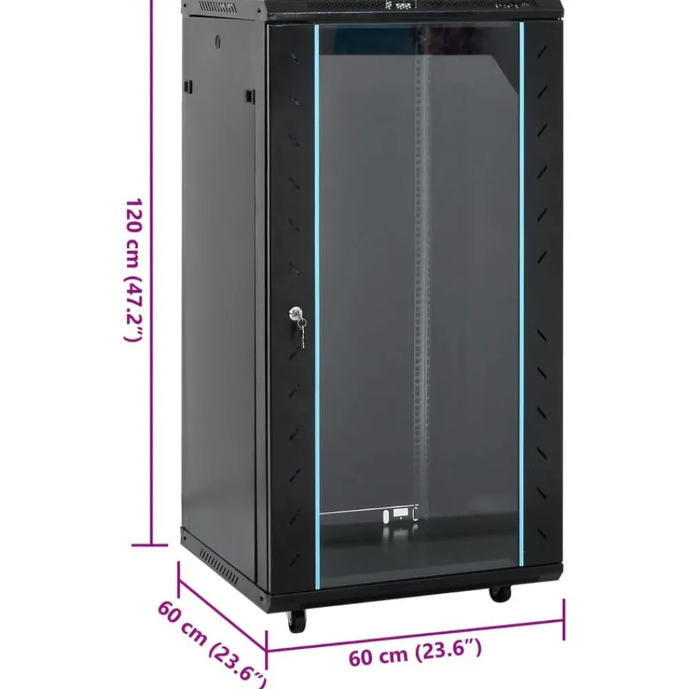 vidaXL Electrónica-Armario de red 22U con patas giratorias, 19", IP20, 60 x 60 x 120 cm