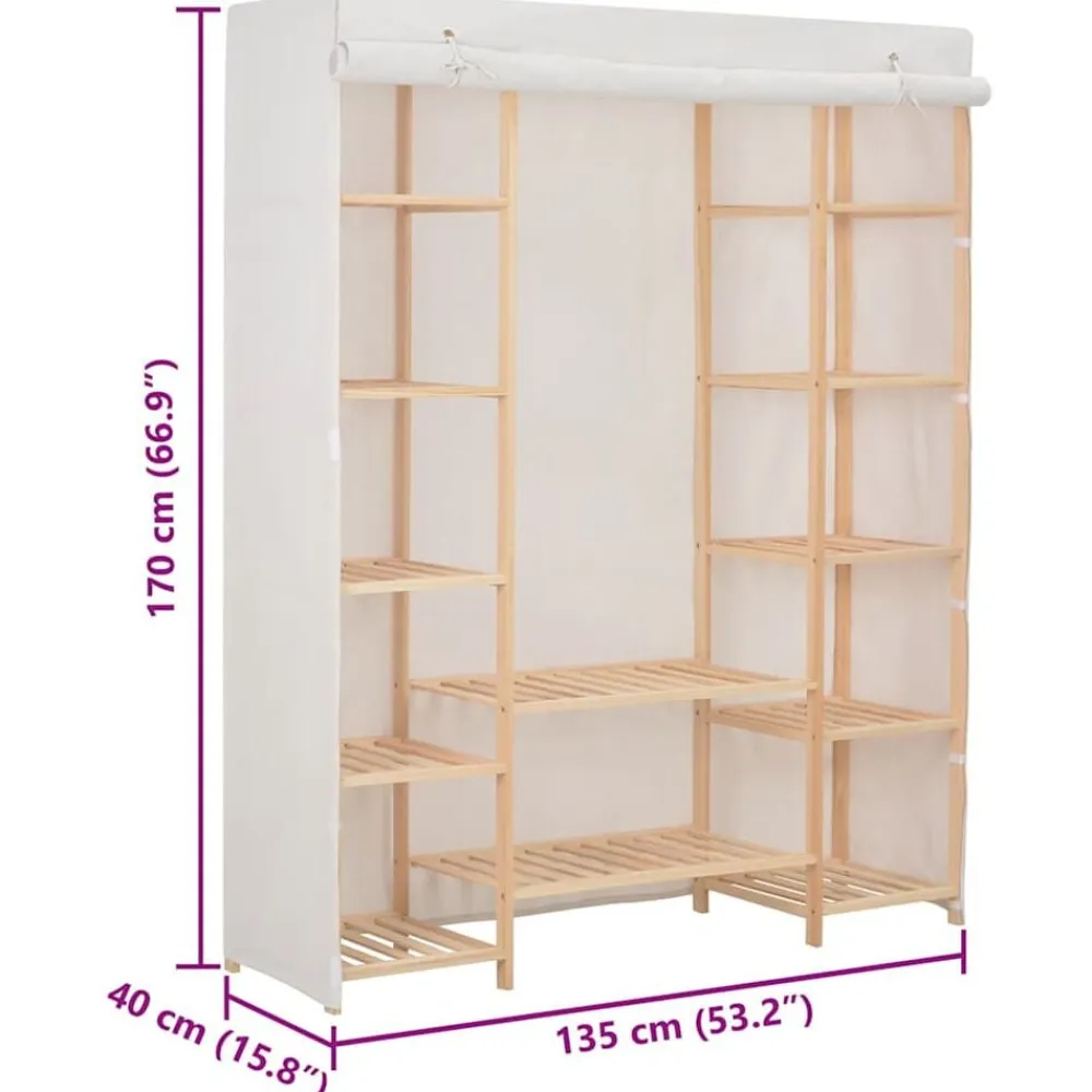 vidaXL Armario de tela 135x40x170 cm Blanco Best