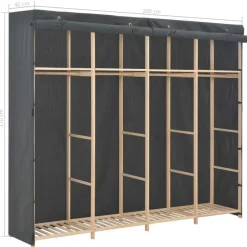 vidaXL Armario de tela 200x40x170 cm Gris Outlet