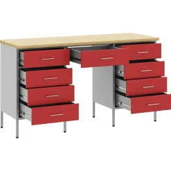 vidaXL Accesorios De Bricolaje-Armario de trabajo 3 pcs Madera Ingenierizada y Acero