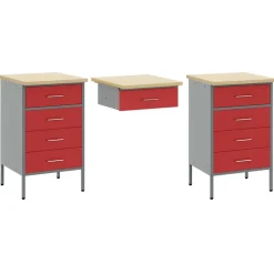 vidaXL Accesorios De Bricolaje-Armario de trabajo 3 pcs Madera Ingenierizada y Acero