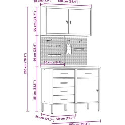 vidaXL Accesorios De Bricolaje-Armario de trabajo 5 pcs Madera Ingenierizada y Acero
