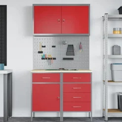 vidaXL Accesorios De Bricolaje-Armario de trabajo 5 pcs Madera Ingenierizada y Acero