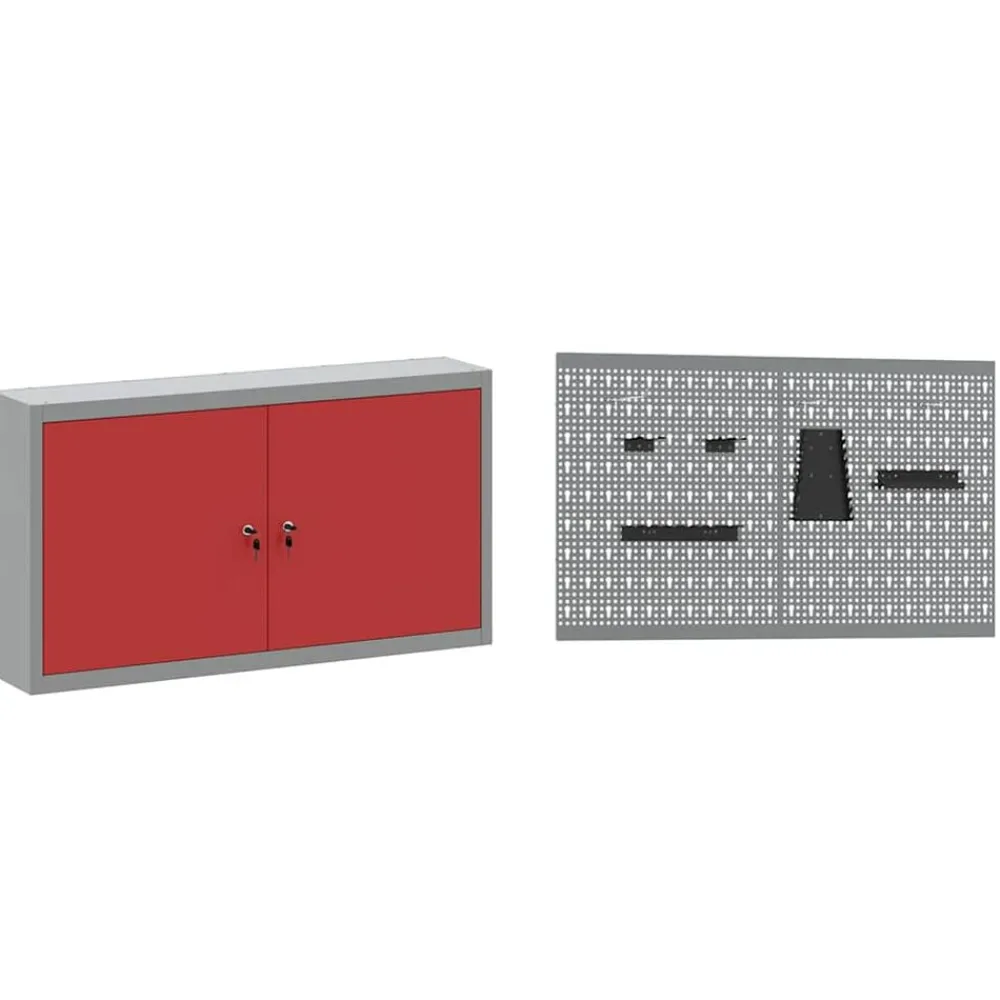 vidaXL Accesorios De Bricolaje-Armario de trabajo 5 pcs Madera Ingenierizada y Acero