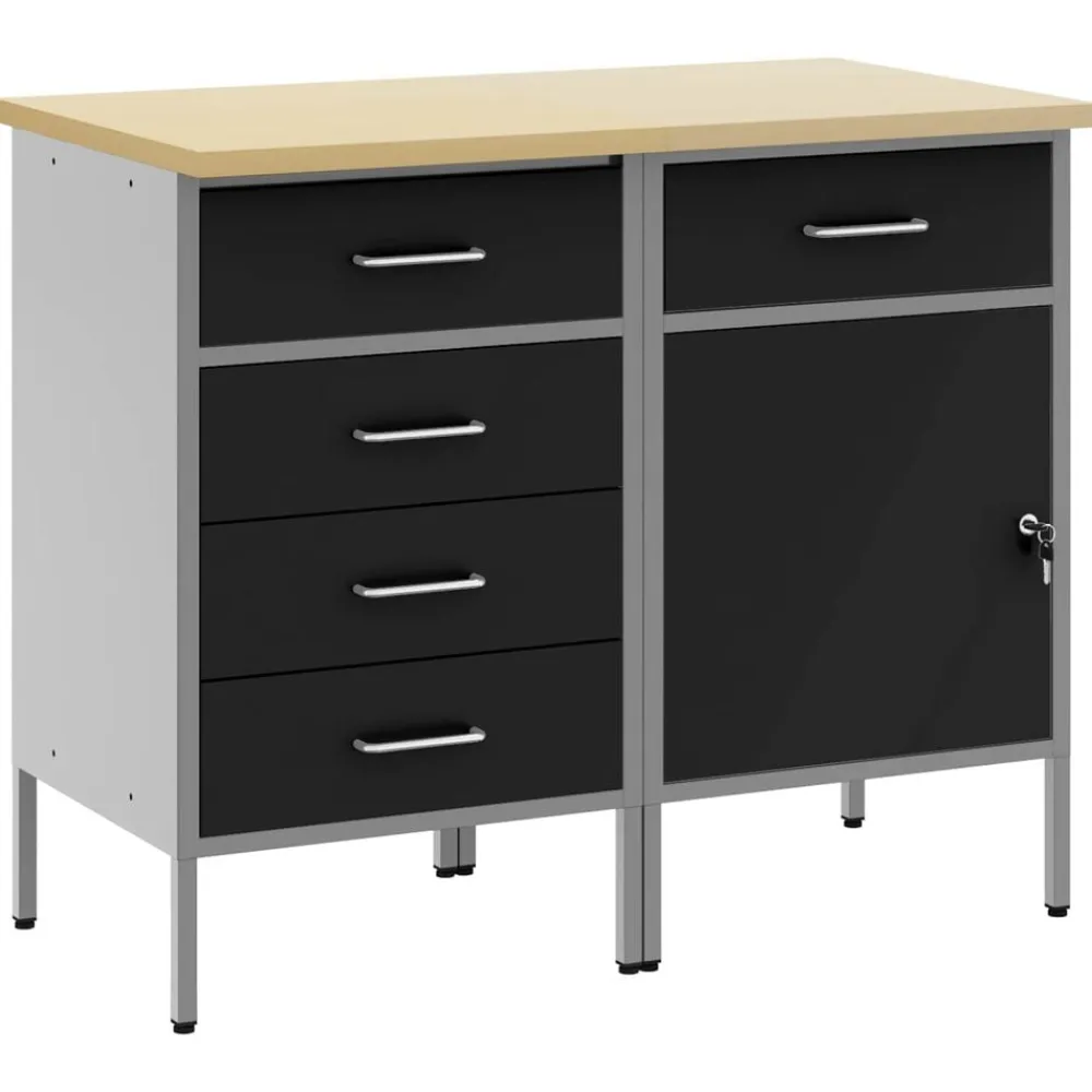 vidaXL Armario de trabajo 2 pcs y Gris 100 x 55 x 85 cm Negro Discount