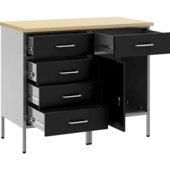 vidaXL Armario de trabajo 2 pcs y Gris 100 x 55 x 85 cm Negro Discount