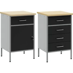 vidaXL Armario de trabajo 2 pcs y Gris 100 x 55 x 85 cm Negro Discount