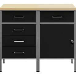 vidaXL Armario de trabajo 2 pcs y Gris 100 x 55 x 85 cm Negro Discount