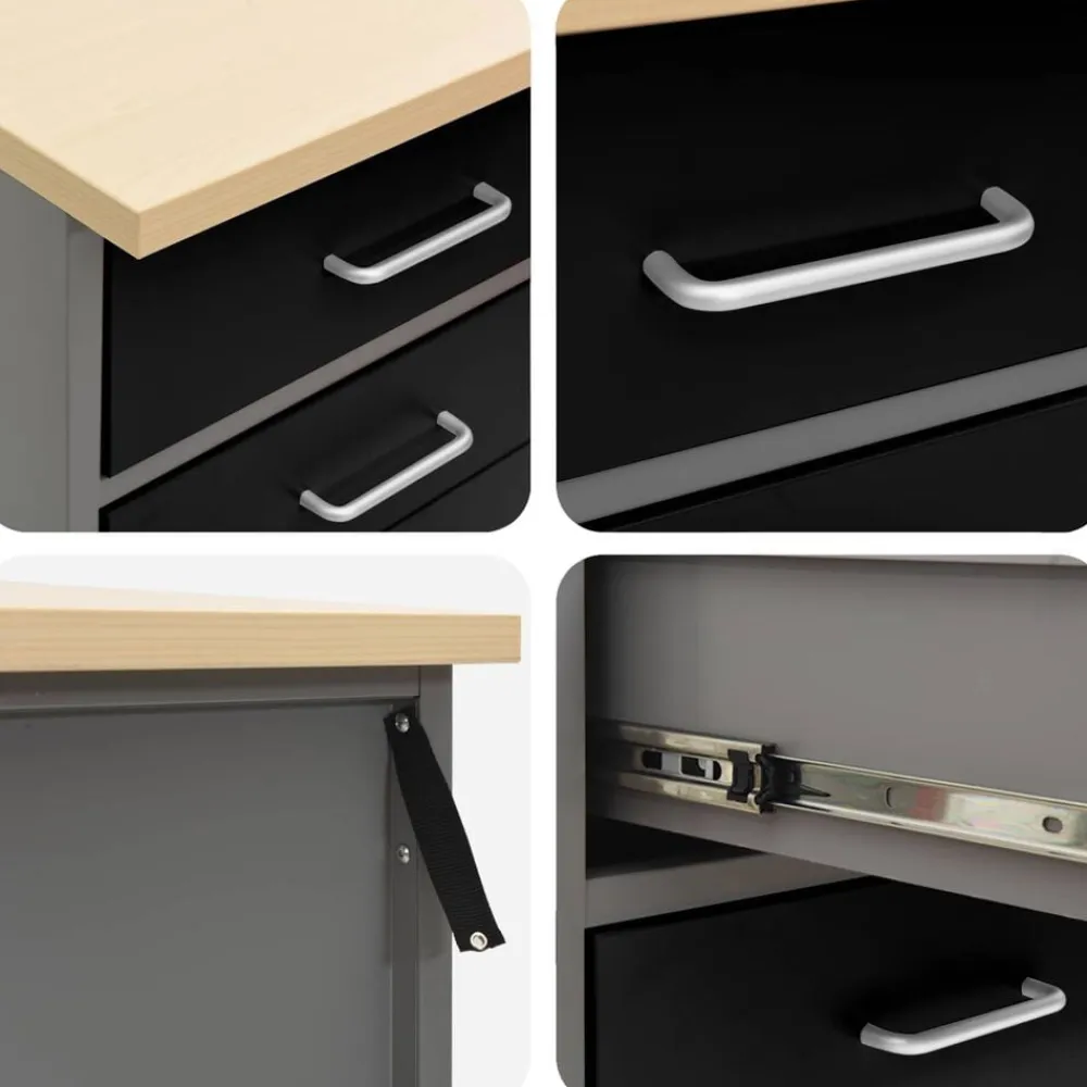 vidaXL Armario de trabajo 2 pcs y Gris 100 x 55 x 85 cm Negro Discount