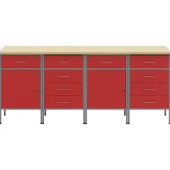 vidaXL Armario de trabajo con cajón 4 pcs y Gris 200 x 55 x 85 cm Rojo Online