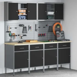 vidaXL Accesorios De Bricolaje-Armario de trabajo 10 pcs Madera Ingenierizada y Acero
