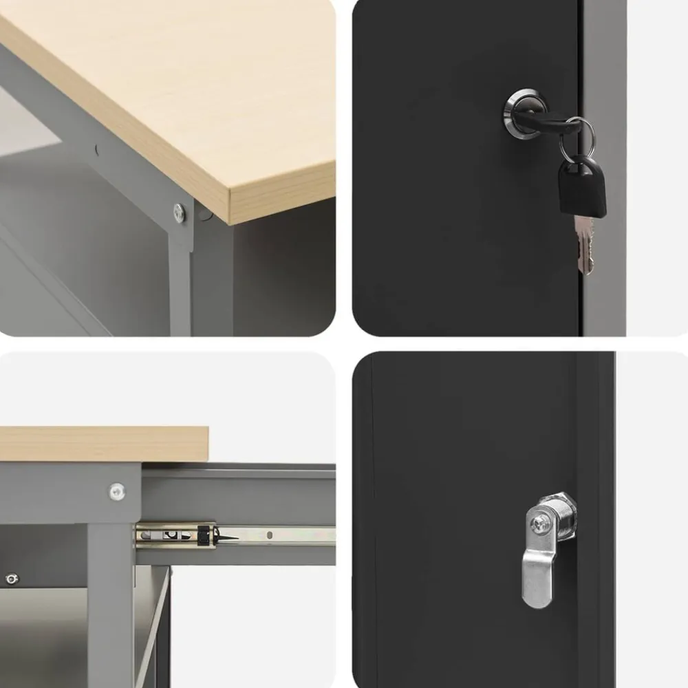 vidaXL Accesorios De Bricolaje-Armario de trabajo 10 pcs Madera Ingenierizada y Acero