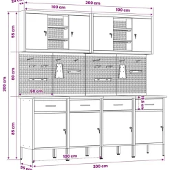 vidaXL Accesorios De Bricolaje-Armario de trabajo 10 pcs Madera Ingenierizada y Acero