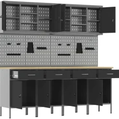 vidaXL Accesorios De Bricolaje-Armario de trabajo 10 pcs Madera Ingenierizada y Acero