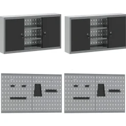 vidaXL Accesorios De Bricolaje-Armario de trabajo 10 pcs Madera Ingenierizada y Acero