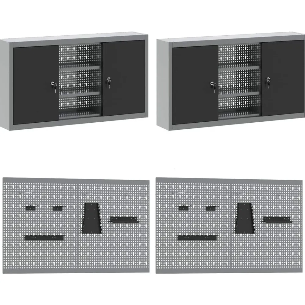 vidaXL Accesorios De Bricolaje-Armario de trabajo 10 pcs Madera Ingenierizada y Acero