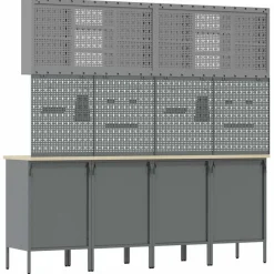 vidaXL Accesorios De Bricolaje-Armario de trabajo 10 pcs Madera Ingenierizada y Acero