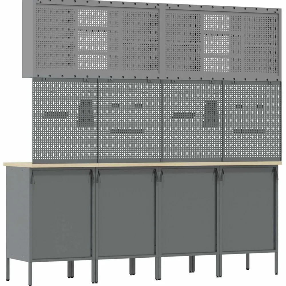 vidaXL Accesorios De Bricolaje-Armario de trabajo 10 pcs Madera Ingenierizada y Acero