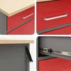 vidaXL Accesorios De Bricolaje-Armario de trabajo con cajón 2 pcs y Gris 100 x 55 x 85 cm