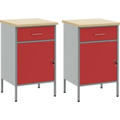 vidaXL Accesorios De Bricolaje-Armario de trabajo con cajón 2 pcs y Gris 100 x 55 x 85 cm