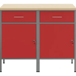vidaXL Accesorios De Bricolaje-Armario de trabajo con cajón 2 pcs y Gris 100 x 55 x 85 cm
