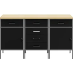vidaXL Armario de trabajo 3 pcs y Gris 150 x 55 x 85 cm Negro Clearance