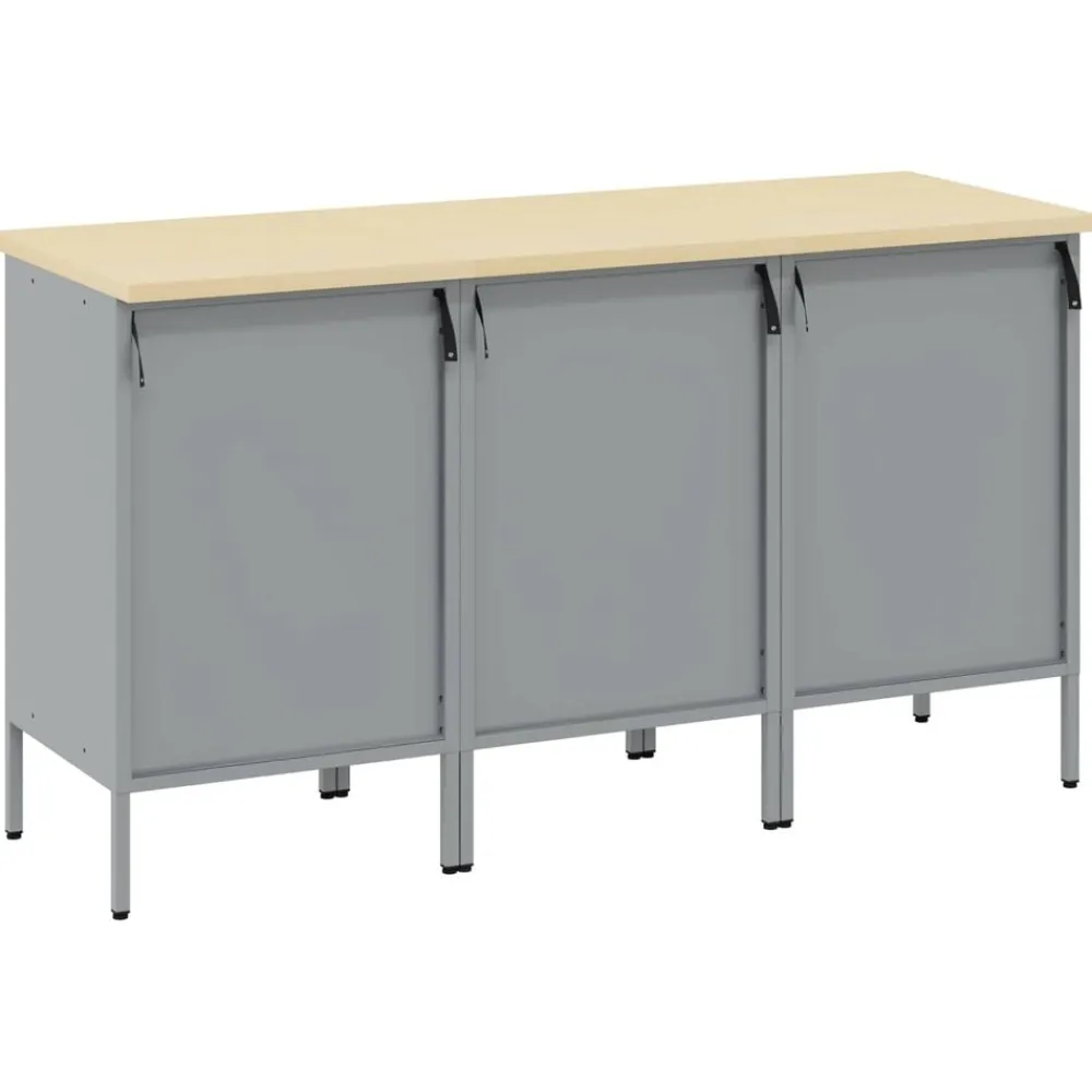 vidaXL Armario de trabajo 3 pcs y Gris 150 x 55 x 85 cm Negro Clearance