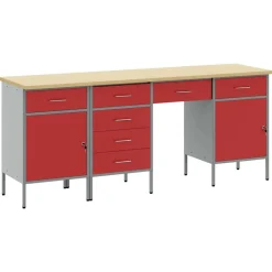 vidaXL Armario de trabajo 4 pcs Madera Ingenierizada y Acero Rojo New