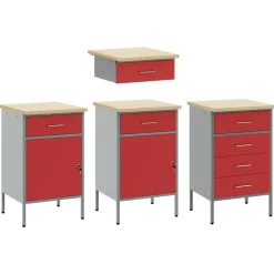 vidaXL Armario de trabajo 4 pcs Madera Ingenierizada y Acero Rojo New