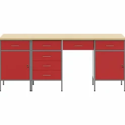 vidaXL Armario de trabajo 4 pcs Madera Ingenierizada y Acero Rojo New