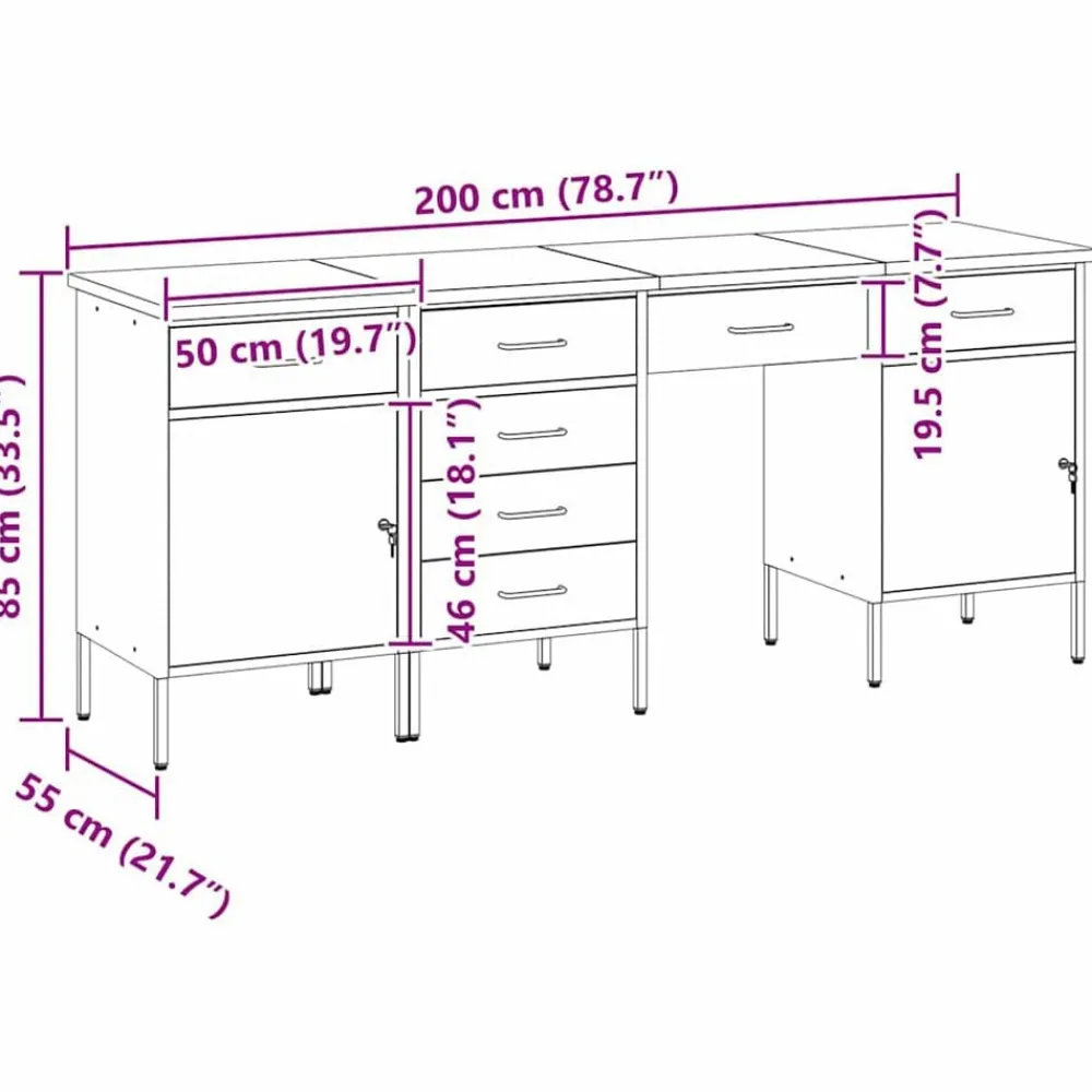 vidaXL Armario de trabajo 4 pcs Madera Ingenierizada y Acero Rojo New
