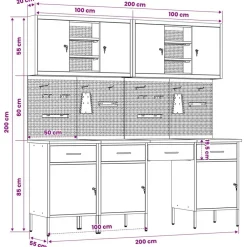 vidaXL Armario de trabajo 10 pcs Madera Ingenierizada y Acero Rojo Sale