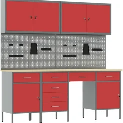 vidaXL Accesorios De Bricolaje-Armario de trabajo 10 pcs Madera Ingenierizada y Acero