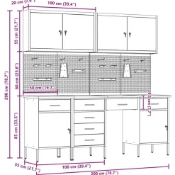 vidaXL Accesorios De Bricolaje-Armario de trabajo 10 pcs Madera Ingenierizada y Acero