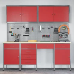 vidaXL Accesorios De Bricolaje-Armario de trabajo 10 pcs Madera Ingenierizada y Acero