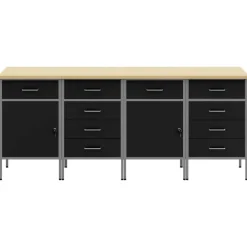 vidaXL Armario de trabajo 4 pcs y Gris 200 x 55 x 85 cm Negro Online