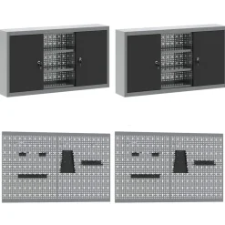 vidaXL Armario de trabajo 10 pcs Madera Ingenierizada y Acero Negro Outlet