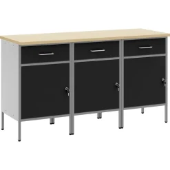 vidaXL Armario de trabajo 3 pcs y Gris 150 x 55 x 85 cm Negro Online