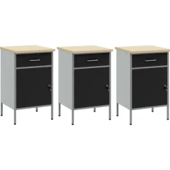 vidaXL Armario de trabajo 3 pcs y Gris 150 x 55 x 85 cm Negro Online