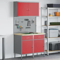 vidaXL Accesorios De Bricolaje-Armario de trabajo 5 pcs Madera Ingenierizada y Acero