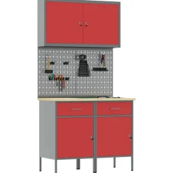 vidaXL Accesorios De Bricolaje-Armario de trabajo 5 pcs Madera Ingenierizada y Acero