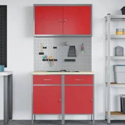vidaXL Accesorios De Bricolaje-Armario de trabajo 5 pcs Madera Ingenierizada y Acero