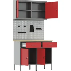 vidaXL Accesorios De Bricolaje-Armario de trabajo 5 pcs Madera Ingenierizada y Acero