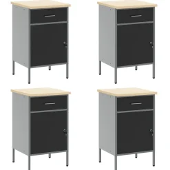 vidaXL Armario de trabajo 10 pcs Madera Ingenierizada y Acero Negro Hot