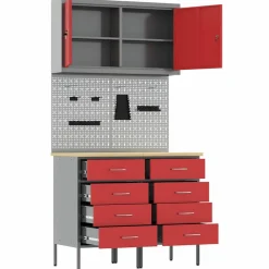 vidaXL Accesorios De Bricolaje-Armario de trabajo 5 pcs Madera Ingenierizada y Acero
