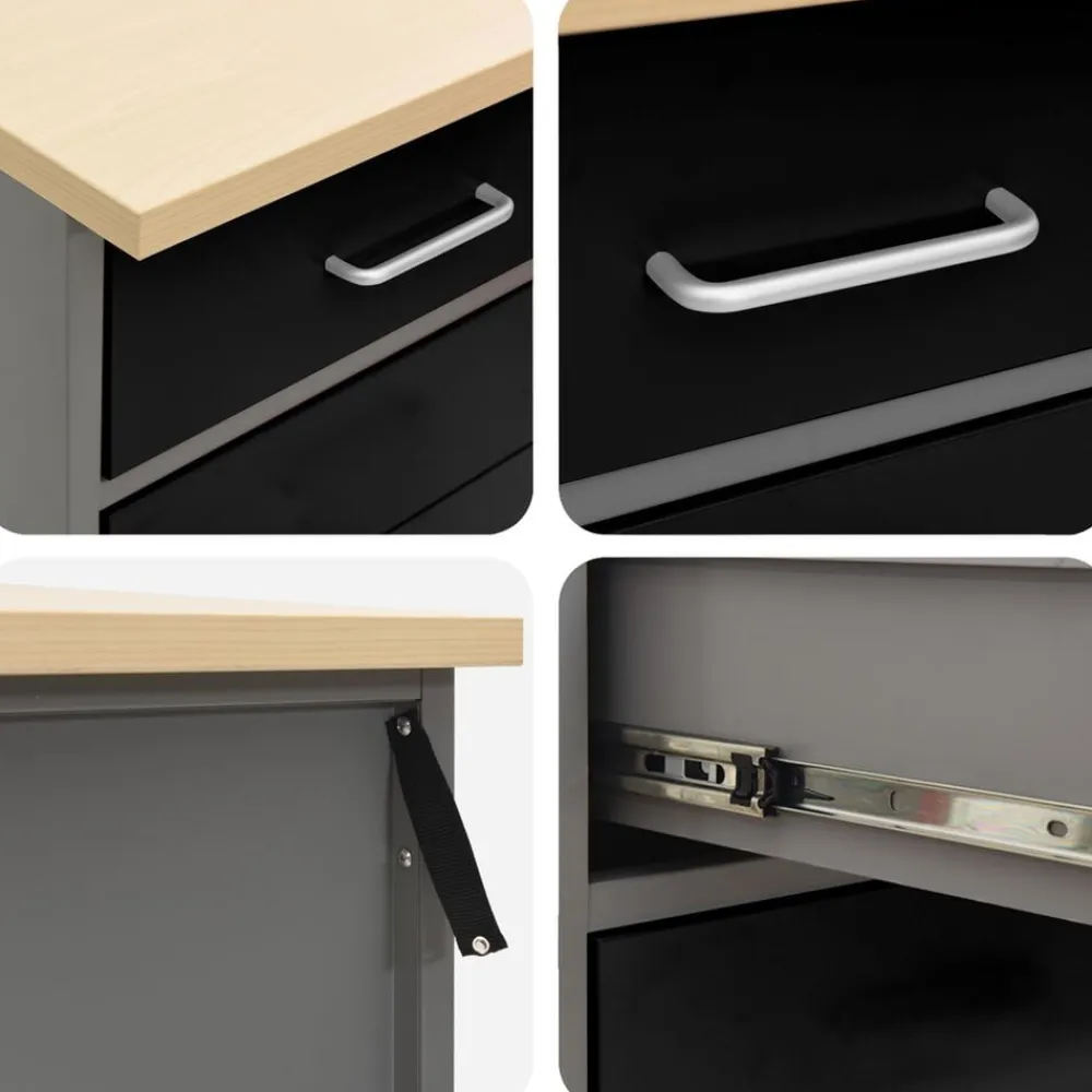 vidaXL Armario de trabajo 2 pcs y Gris 100 x 55 x 85 cm Negro Online