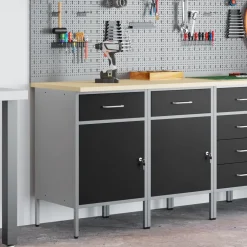 vidaXL Armario de trabajo 2 pcs y Gris 100 x 55 x 85 cm Negro Online