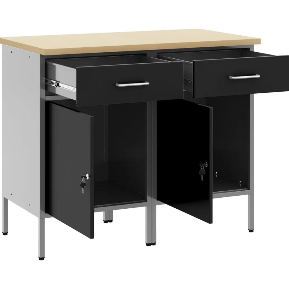 vidaXL Armario de trabajo 2 pcs y Gris 100 x 55 x 85 cm Negro Online