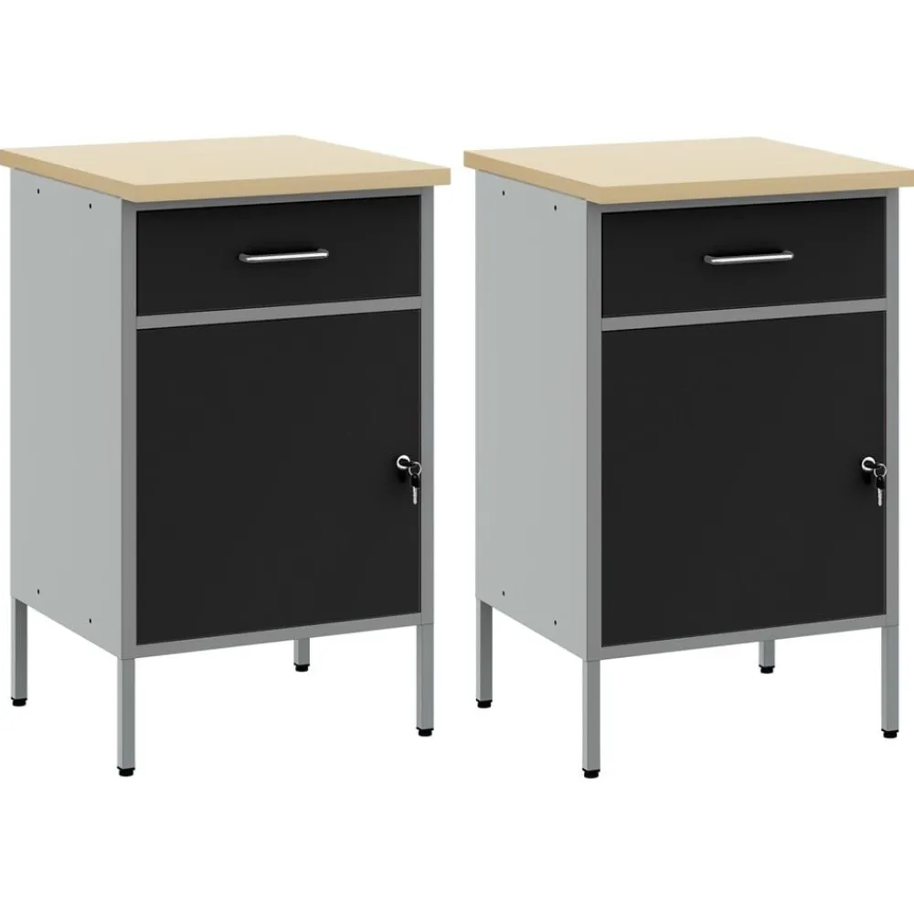 vidaXL Armario de trabajo 2 pcs y Gris 100 x 55 x 85 cm Negro Online