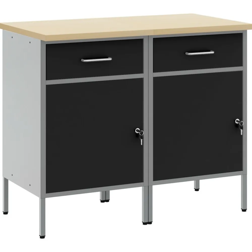 vidaXL Armario de trabajo 2 pcs y Gris 100 x 55 x 85 cm Negro Online